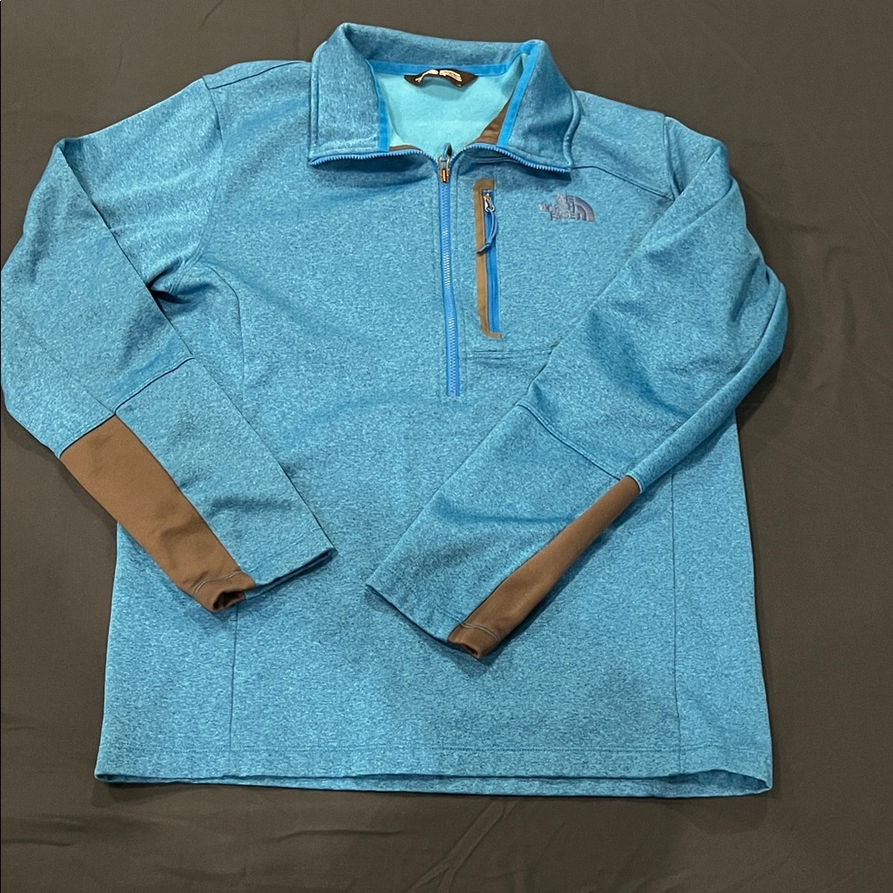 The North Face Blue Quarter-Zip Pullover with Grey Accents